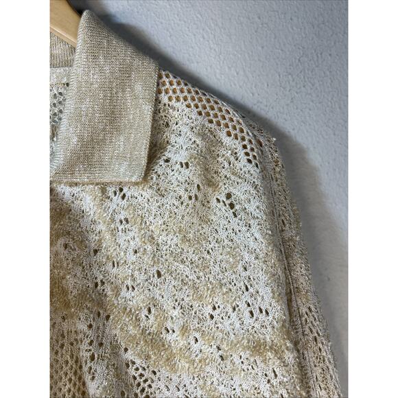 Anthropologie lace knitted adjustable cardigan beige women's XS Small Cropped - Picture 4 of 12